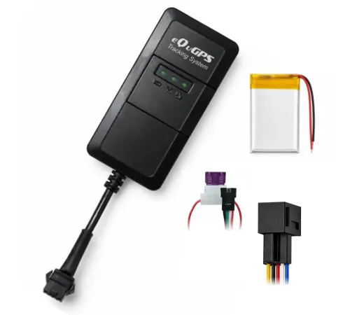 Фото: GPS трекер eQuGPS Track ABCR — SIM, ACC, АКБ, блокування, реле; вигляд пристрою та комплект підключення.