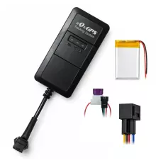 Фото: GPS трекер eQuGPS Track ABCR — SIM, ACC, АКБ, блокування, реле; вигляд пристрою та комплект підключення.