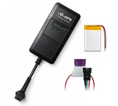 Фото: GPS трекер eQuGPS Track ABCR — SIM, ACC, АКБ, блокування, реле; вигляд пристрою та комплект підключення.
